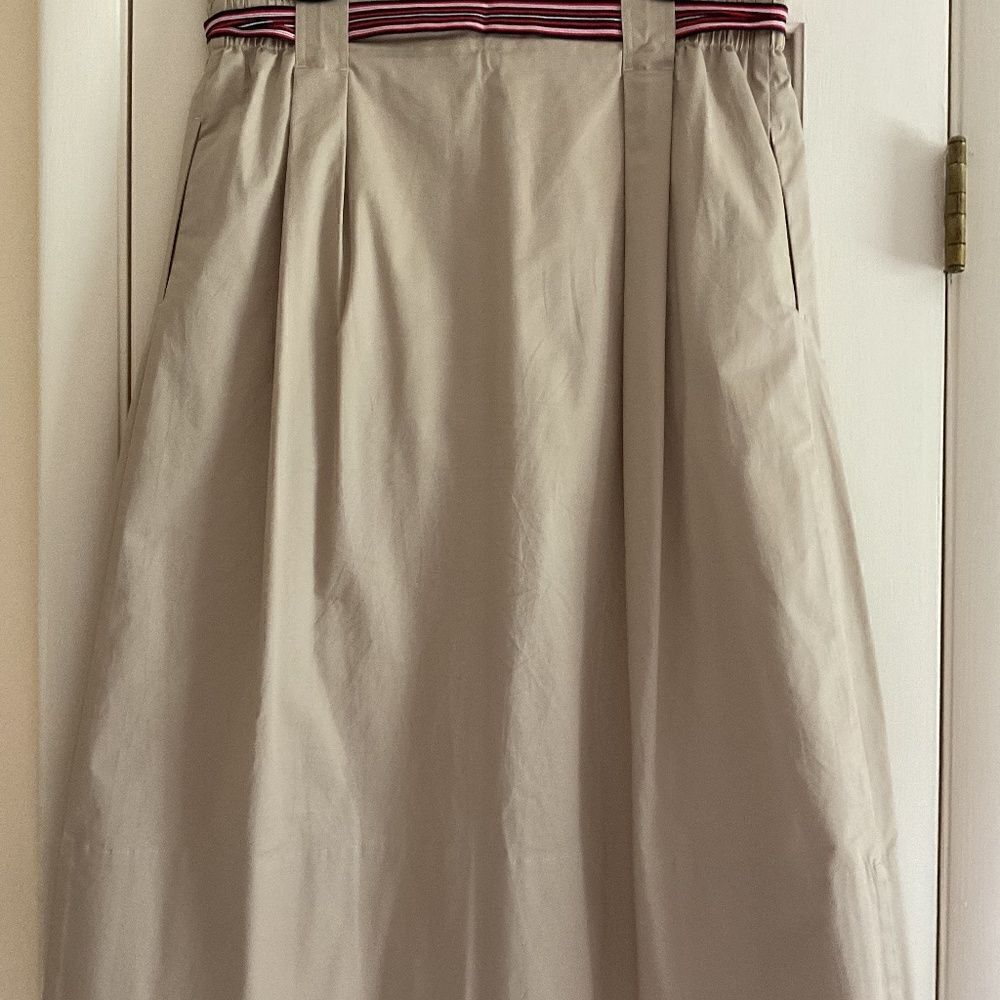 Tommy HILFIGER BEIGE COTTON FRONT BUTTONS BELTED COTTON SKIRT SIZE US 14 - Picture 6 of 15